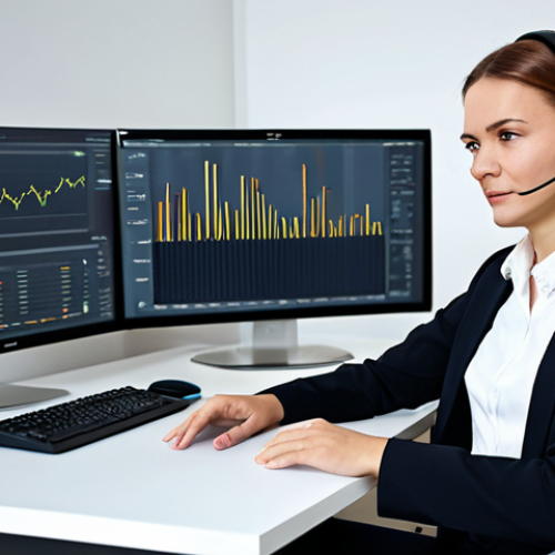 Home 14 A focused Polish customer service professional, fully clothed in a modest, dark professional blazer over a light shirt. She is seated at a clean, ergonomic desk in a bright, modern office with soft ambient lighting. On the desk, there is a sleek computer monitor displaying abstract data visualizations, subtly hinting at sentiment analysis without explicit emotional displays. A professional headset is worn. Perfect anatomy, correct proportions, natural pose, well-formed hands, proper finger count, professional photography, realistic rendering, high quality, safe for work, appropriate content, fully clothed, modest, family-friendly.