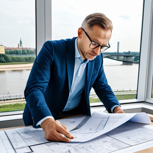 Home 7 **
A professional architect, fully clothed in a stylish yet modest business outfit, reviewing blueprints in a bright, modern Warsaw office. Large windows overlook the Vistula River. Perfect anatomy, correct proportions, natural pose, well-formed hands, proper finger count, professional, safe for work, appropriate content, family-friendly.
**