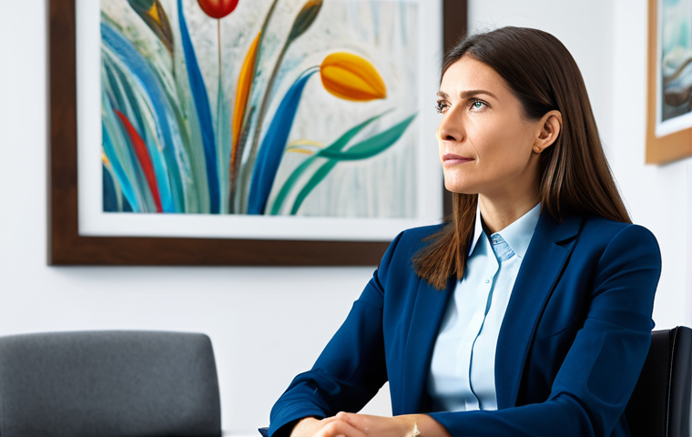 **Prompt:** A therapist in a bright, modern office, fully clothed in professional attire, listening attentively to a patient. The room includes comfortable seating and calming artwork. Focus on the empathetic expression of the therapist. Safe for work, appropriate content, perfect anatomy, natural proportions, professional, family-friendly.