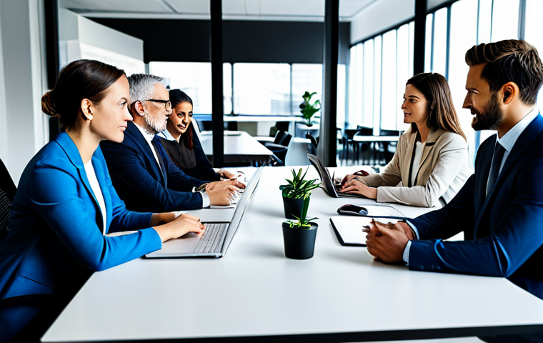 감정인식 AI와 직장 내 상호작용 - **Professional Businesswoman:** "A professional businesswoman in a modern, fully clothed business su...