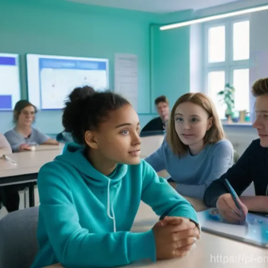 감정인식 AI 기술의 글로벌 시장 동향 - **Prompt:** A diverse group of young adults and teenagers, all dressed in fashionable, modest casual...