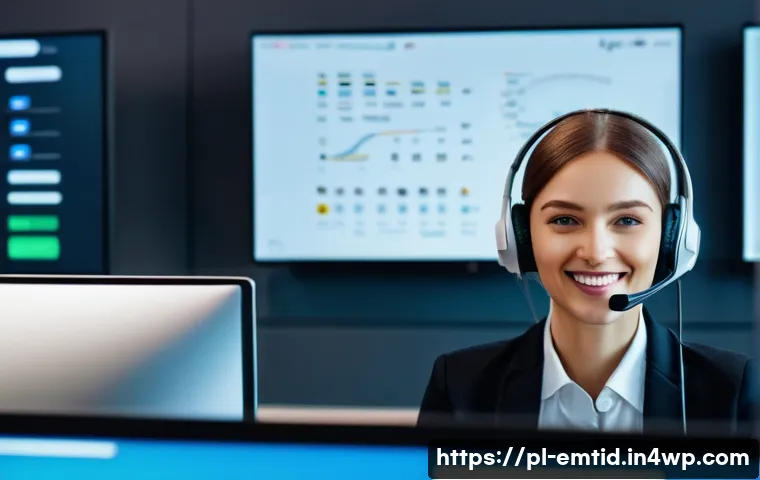 감정인식 AI 기술의 경쟁 분석 - A modern call center environment in Warsaw, Poland, showing a diverse team of customer service opera...