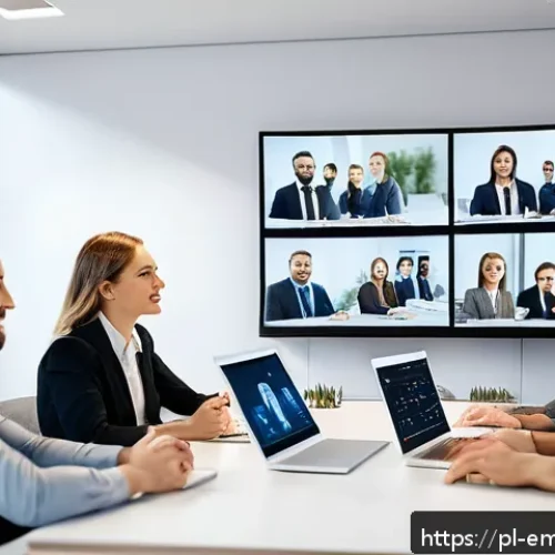 Home 33 감정인식 AI와 다양한 산업의 융합 - A modern Polish office environment showing a diverse team of professionals engaged in a meeting, wit...
