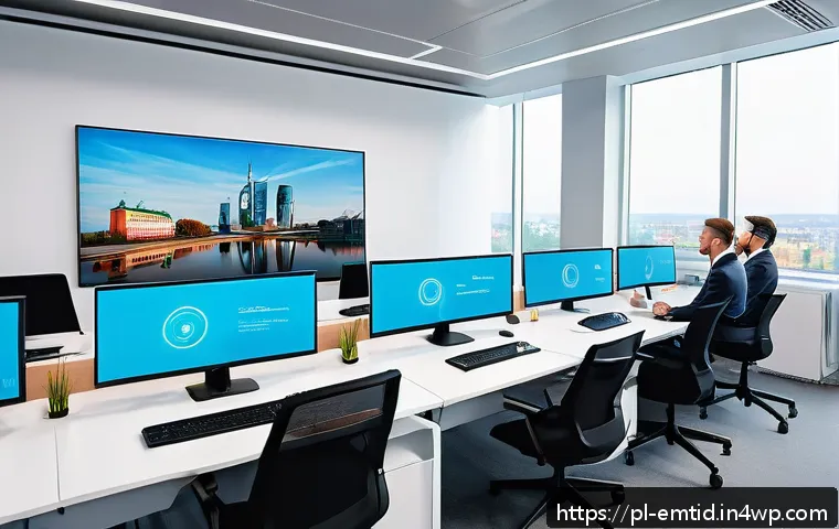 감정인식 AI와 사회적 상호작용 - A modern call center environment in Warsaw, Poland, showing a diverse group of professional customer...
