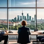 Home 19 감정인식 AI와 머신러닝의 관계 - A high-tech office environment with diverse Polish business professionals engaged in a remote video ...