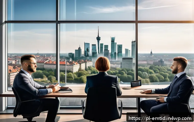 감정인식 AI와 머신러닝의 관계 - A high-tech office environment with diverse Polish business professionals engaged in a remote video ...