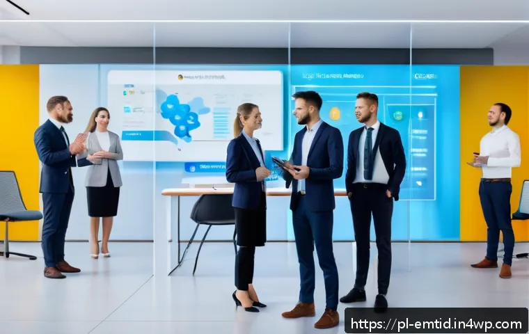 감정인식 AI와 인공지능 기술의 융합 - A modern customer service center scene in Poland featuring a diverse group of professionals interact...